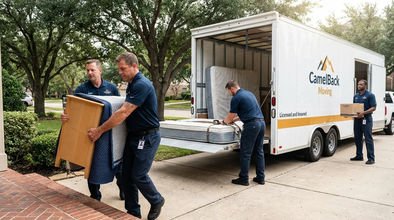 Crew loading residential truck for cross-state move from Silver City, NM