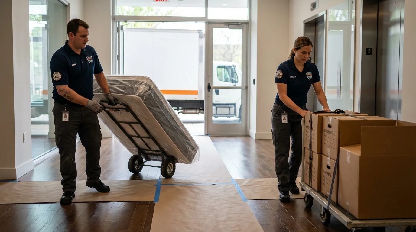 Professional apartment movers loading elevator in Silver City, NM
